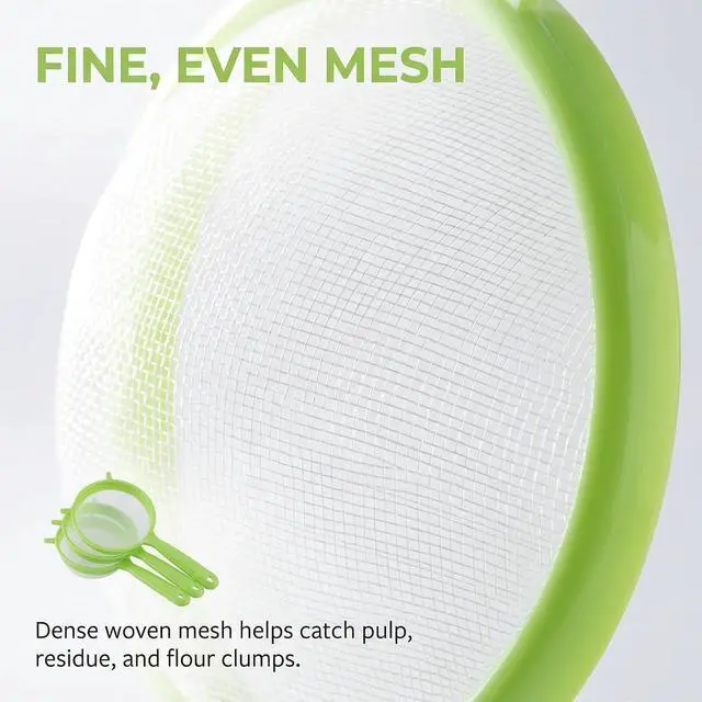 Alt view image 3 of 7 - 3 PCS/Set Flour Sifter with Long Handle, Plastic Hangable Flour Colander Powder Filter Strainer Fine Mesh Colander Coffee Filter Tea Strainer, Strainers and Colanders and Food StrainersGreen