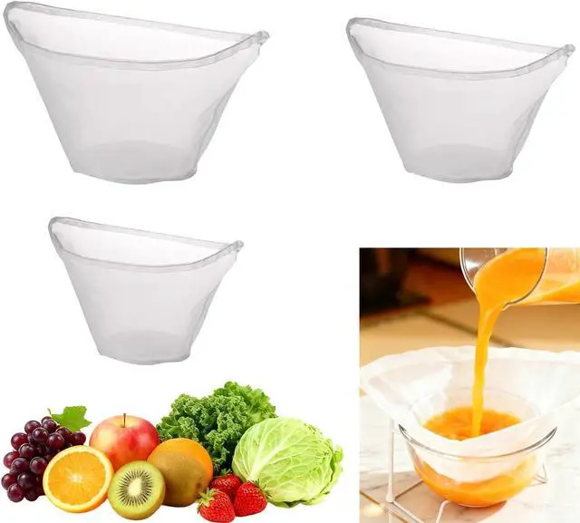 Main image of 3PCS Cheese Cloth Filling Squeeze Nylon Bags, Bowl-shaped reusable nylon cheese cloth filter bag, Ultra Fine Mesh Strainer Bags, suitable for nut milk, juice, soy milk, dumpling fillings (S, M, L)