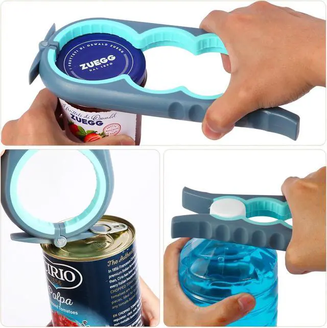 Alt view image 3 of 6 - Jar Opener for Weak Hands, Seniors with Arthritis, Bottle Opener to Remove Stubborn Lids, Mutil Can Opener Gripper for Anyone with Low Strength (Blue and Grey)