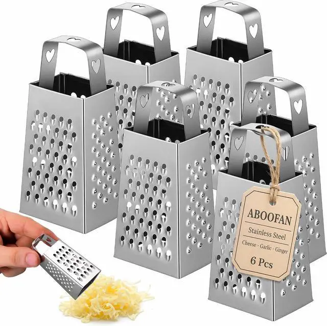 Main image of ABOOFAN 6Pcs Mini Box Graters, 4-Sided Stainless Steel Cheese Grater & Zester for Ginger, Garlic and Spices, Portable Small Kitchen Gadgets