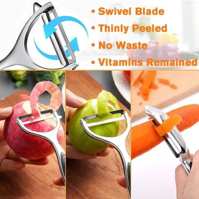 Alt view image 3 of 7 - Vegetable Peeler, Stainless Steel Multi-function Potato Fruit Peeler Set, Y & I Shape Swivel Blades Kitchen Household Peeling Tools