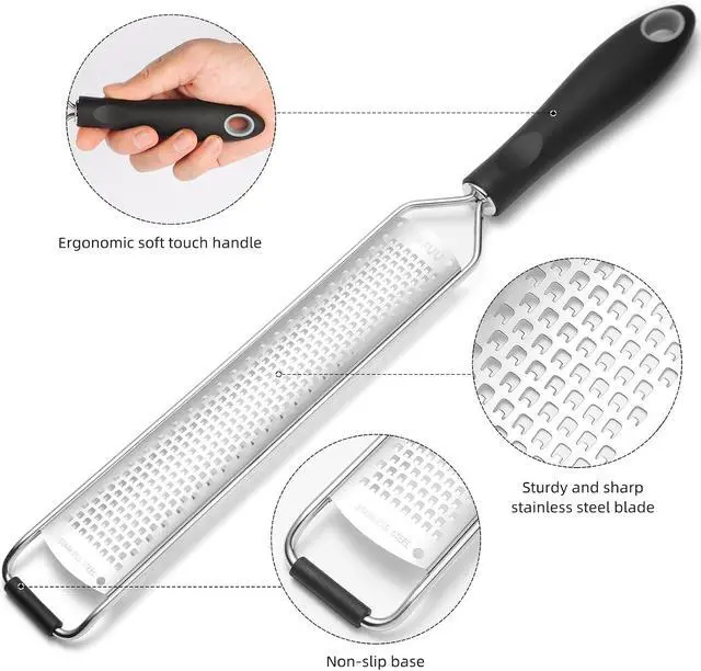 Alt view image 3 of 7 - Lemon Zester and Cheese Grater with Protective Cover and Cleaning Brush