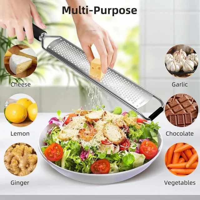 Alt view image 5 of 7 - Lemon Zester and Cheese Grater with Protective Cover and Cleaning Brush
