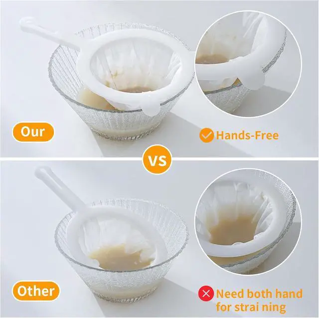 Alt view image 5 of 7 - Premium Multi-Mesh Strainer Set, 4 Pack - 100/200/300/400 Mesh, Nylon & Plastic Fine Mesh Sieve for Tea, Coffe, Nut Milk, Juice, Broth, Smoothies, Reusable & Easy to Clean, Durable,Dishwarer Safe