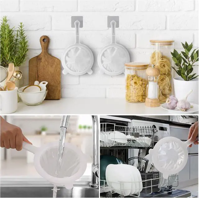 Alt view image 7 of 7 - Premium Multi-Mesh Strainer Set, 4 Pack - 100/200/300/400 Mesh, Nylon & Plastic Fine Mesh Sieve for Tea, Coffe, Nut Milk, Juice, Broth, Smoothies, Reusable & Easy to Clean, Durable,Dishwarer Safe