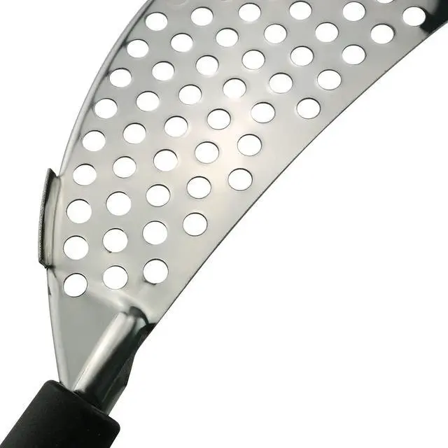 Alt view image 4 of 6 - Tegg Crescent Pot Strainer Stainless Steel Grease Pasta Strainer Insert Drainer with Handheld for Different Pot Pan Kitchen Tool