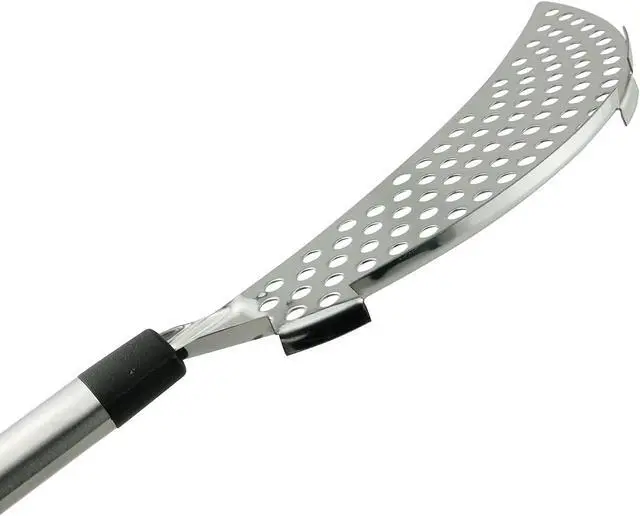 Alt view image 5 of 6 - Tegg Crescent Pot Strainer Stainless Steel Grease Pasta Strainer Insert Drainer with Handheld for Different Pot Pan Kitchen Tool