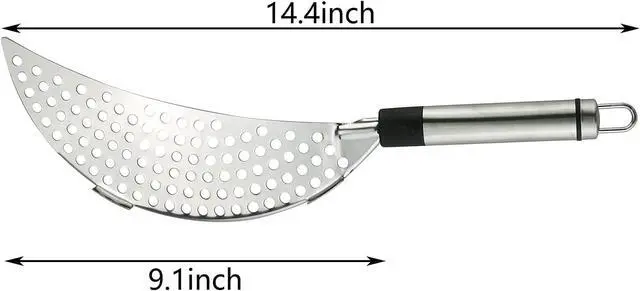 Alt view image 6 of 6 - Tegg Crescent Pot Strainer Stainless Steel Grease Pasta Strainer Insert Drainer with Handheld for Different Pot Pan Kitchen Tool