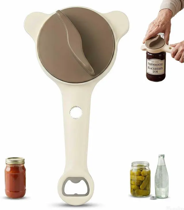 Main image of Jar Opener 4-in-1 Adjustable Stainless Steel Secure Grip Lid Remover for Jars, Bottles & Cans, Multifunctional Kitchen Tool