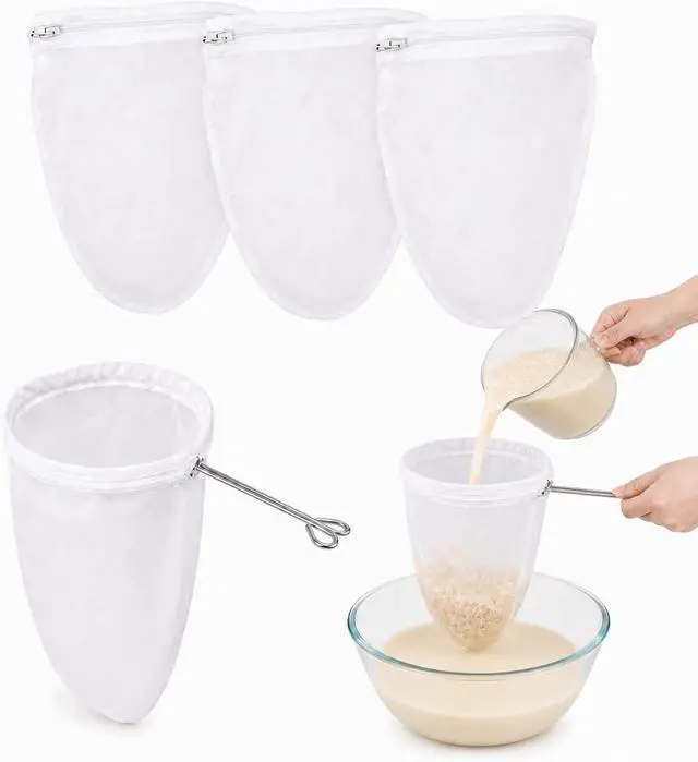 Main image of RAINFLOW 3PCS Ultra Fine Mesh Strainer Bags with Stainless Steel Handle