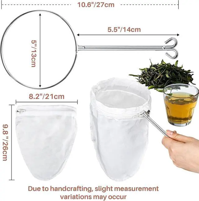 Alt view image 4 of 7 - RAINFLOW 3PCS Ultra Fine Mesh Strainer Bags with Stainless Steel Handle