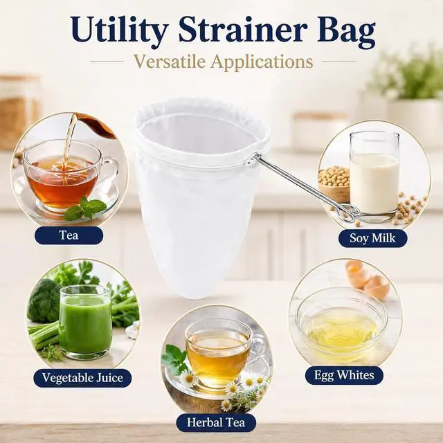 Alt view image 7 of 7 - RAINFLOW 3PCS Ultra Fine Mesh Strainer Bags with Stainless Steel Handle