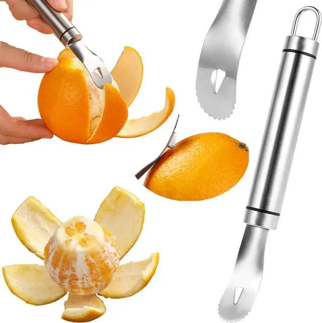 Main image of Stainless Steel Orange Peeler Easy and Quick Peeling Long Handle Orange Citrus Peeler Tool Triangle Shovel and Serrated Shovel Orange Peeler Creative Kitchen Gadgets