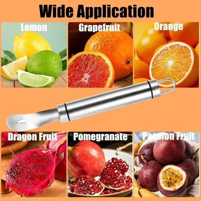 Alt view image 6 of 7 - Stainless Steel Orange Peeler Easy and Quick Peeling Long Handle Orange Citrus Peeler Tool Triangle Shovel and Serrated Shovel Orange Peeler Creative Kitchen Gadgets
