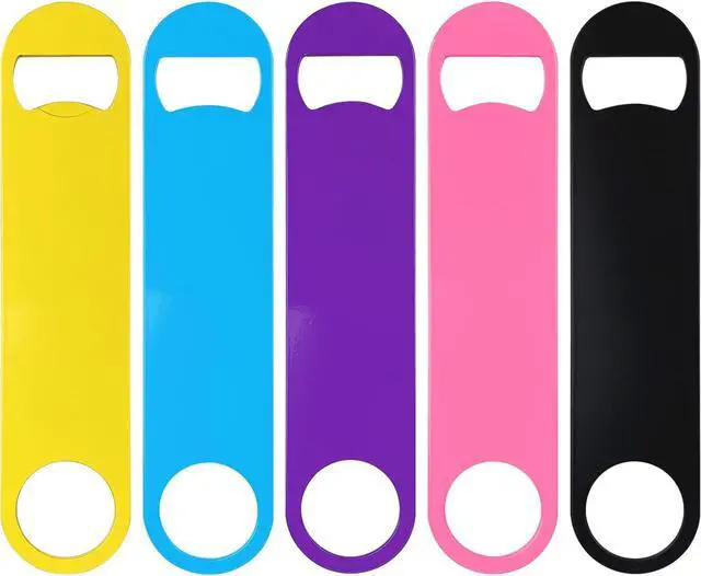 Main image of KTOJOY 5 Pack Stainless Steel Colorful Beer Bottle Opener Set, 7 Inch, Large Colorful Design,