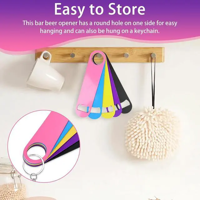 Alt view image 6 of 7 - KTOJOY 5 Pack Stainless Steel Colorful Beer Bottle Opener Set, 7 Inch, Large Colorful Design,