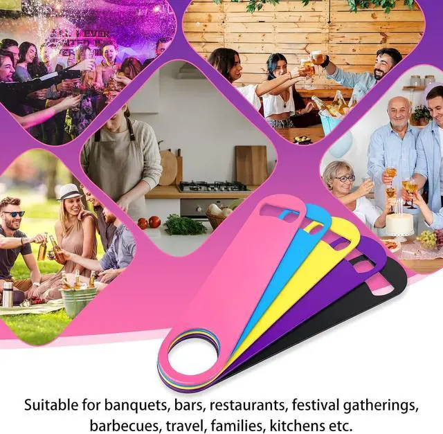 Alt view image 7 of 7 - KTOJOY 5 Pack Stainless Steel Colorful Beer Bottle Opener Set, 7 Inch, Large Colorful Design,
