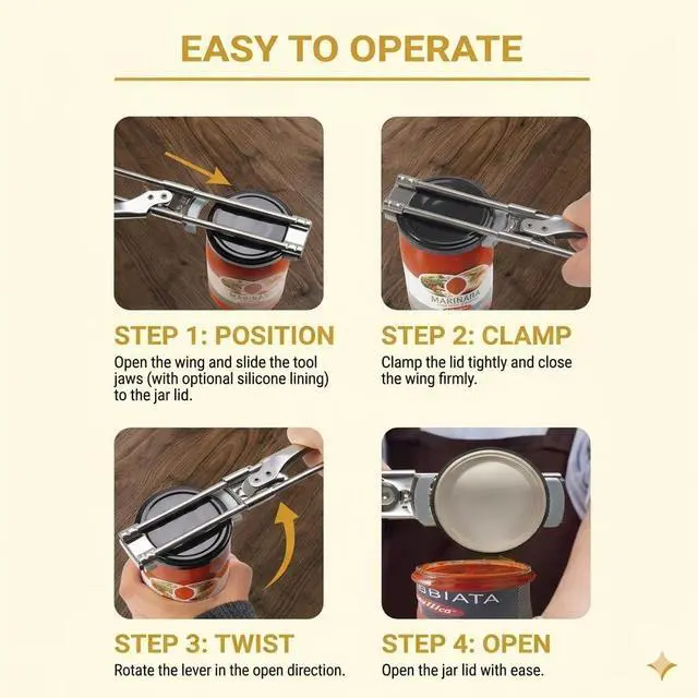 Alt view image 2 of 7 - Adjustable Jar Opener for Weak Hands Max.4-Inch Lids