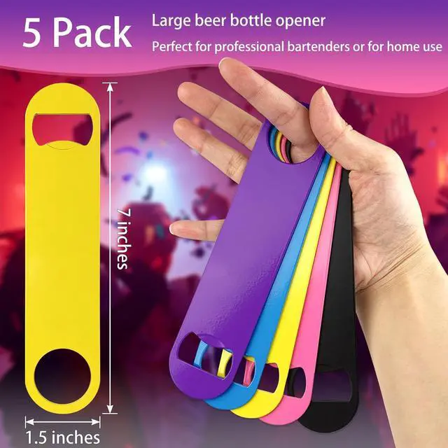 Alt view image 3 of 7 - KTOJOY 5 Pack Stainless Steel Colorful Beer Bottle Opener Set, 7 Inch, Large Colorful Design,