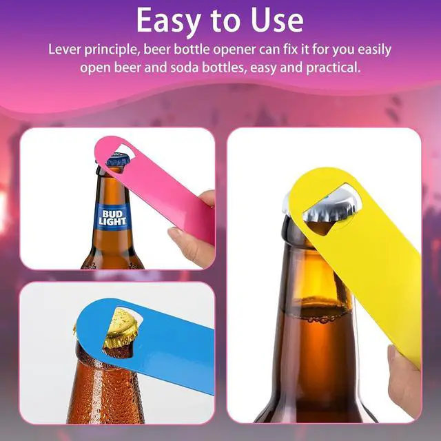 Alt view image 5 of 7 - KTOJOY 5 Pack Stainless Steel Colorful Beer Bottle Opener Set, 7 Inch, Large Colorful Design,