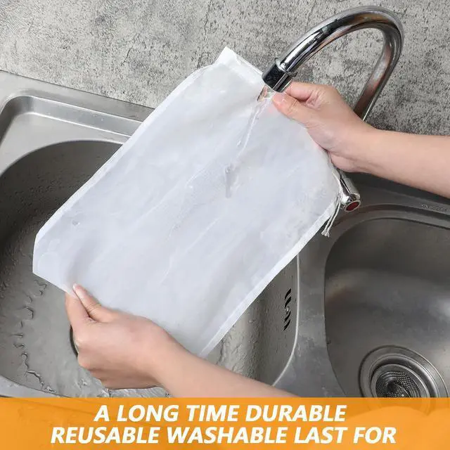 Alt view image 4 of 7 - 4 Pack Nut Milk Bag 12 x 8 Inch Nut Bag Strainer Reusable Nylon Cloth
