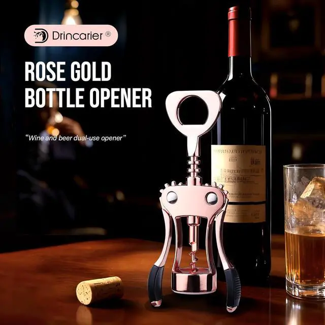 Alt view image 3 of 7 - Wine Opener, Zinc Alloy Premium Wing Corkscrew with Multifunctional Bottles Opener, Sharp Wine Corkscrew with Ergonomic Non-Slip Wing Handle, Upgrade
