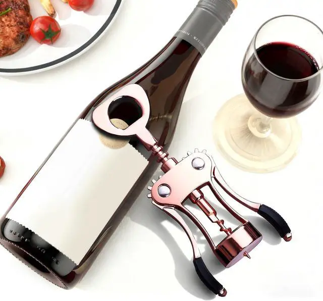 Alt view image 4 of 7 - Wine Opener, Zinc Alloy Premium Wing Corkscrew with Multifunctional Bottles Opener, Sharp Wine Corkscrew with Ergonomic Non-Slip Wing Handle, Upgrade
