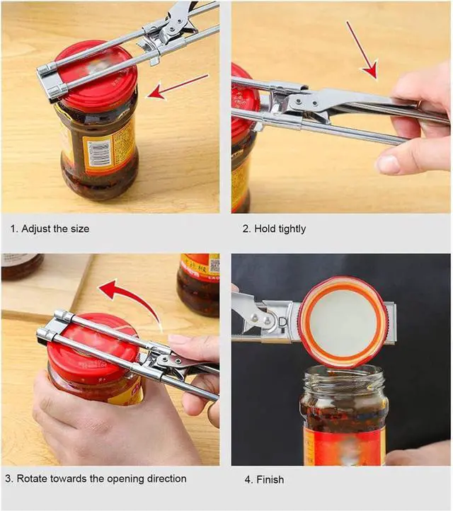 Alt view image 2 of 6 - Jar Opener for Weak Hands,Adjustable Stainless Steel Can Opener, Jar Gripper Tight Lid Opener, Kitchen Gadgets, Easy Jar Opener for the Elderly and Children (1Pc)