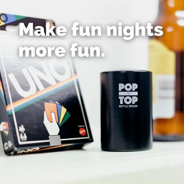 Alt view image 6 of 7 - Pop-the-Top Beer Bottle Opener (Stainless): Automatic Bottle Cap Opener, Push Down Pop Off Bar Tool, Soda and Beer Cap Remover, Cool & Fun Gadget