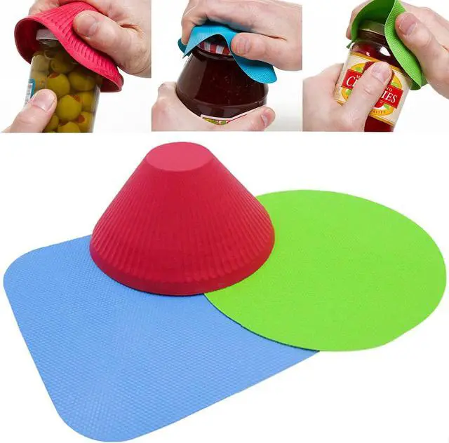 Main image of Jar Gripper Multi Purpose Reusable Rubber Gripper Jar Opener Gripper Rubber Jar Multi Purpose Bottle Lid Openers Fit for Most Bottles Set of 3