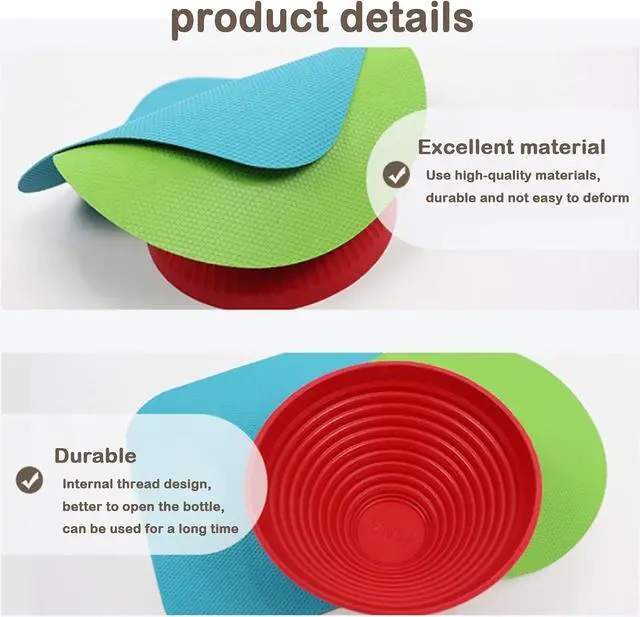 Alt view image 3 of 5 - Jar Gripper Multi Purpose Reusable Rubber Gripper Jar Opener Gripper Rubber Jar Multi Purpose Bottle Lid Openers Fit for Most Bottles Set of 3