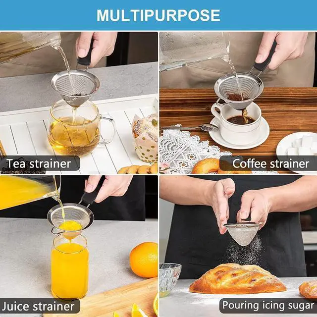 Alt view image 2 of 6 - Fine Mesh Strainer - 3.3 Inch Conical Sieve - Tea Strainers for Loose Tea, Coffee Strainer, Food Strainer, Juice Strainer, and Much More!