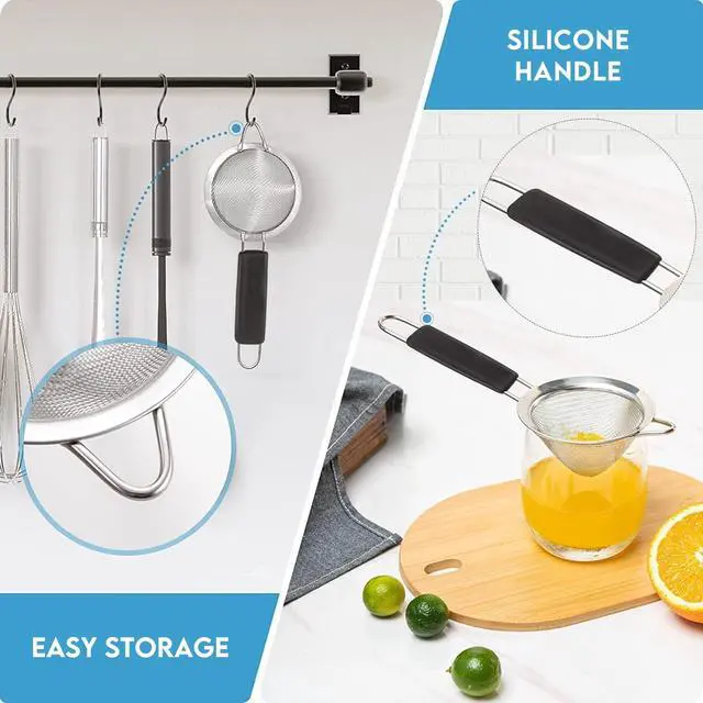 Alt view image 3 of 6 - Fine Mesh Strainer - 3.3 Inch Conical Sieve - Tea Strainers for Loose Tea, Coffee Strainer, Food Strainer, Juice Strainer, and Much More!