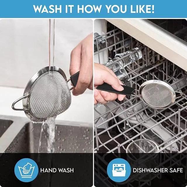 Alt view image 5 of 6 - Fine Mesh Strainer - 3.3 Inch Conical Sieve - Tea Strainers for Loose Tea, Coffee Strainer, Food Strainer, Juice Strainer, and Much More!