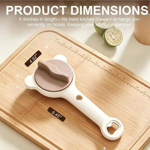 Alt view image 3 of 7 - 4-in-1 Jar Opener for Seniors & Weak Hands, Adjustable Stainless Steel Opener for Jars, Beer Bottles, and Salad Dressing Easy-Grip Kitchen Tool (White)
