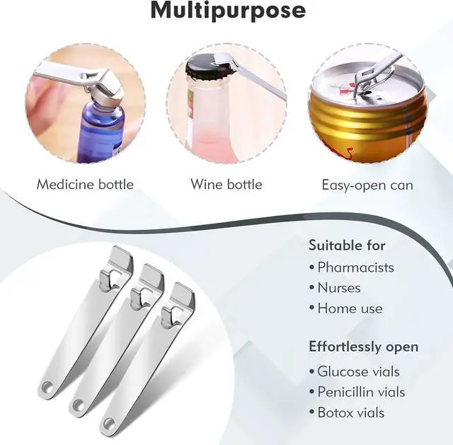 Alt view image 4 of 7 - 3 PCS Mini Vial Opener For 20mm And 13mm, Stainless Steel Vial Decapper