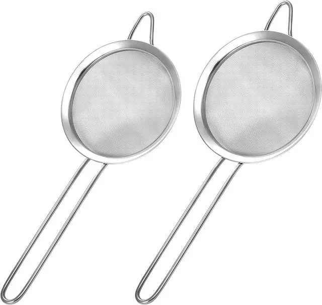 Main image of 2 Pack Fine Mesh Strainer, Small Stainless Steel Sieves with Handles, for Steeping Loose Leaf Tea, Straining Cocktail, Juice and Sifting Flour, Powdered Sugar (2pcs)