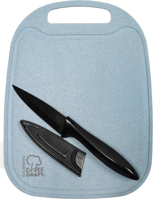 Main image of Chef Craft Select Wheat Straw Cutting Board and Knife Set, 10 inch x 7.5 inch, Blue