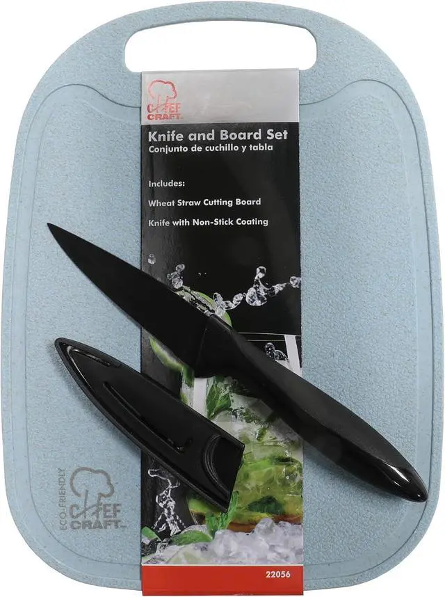 Alt view image 2 of 6 - Chef Craft Select Wheat Straw Cutting Board and Knife Set, 10 inch x 7.5 inch, Blue