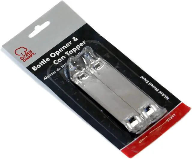 Alt view image 2 of 5 - Chef Craft Select Durable Plated Iron Bottle Opener, 4.5 inches in length 2 piece set, Gray