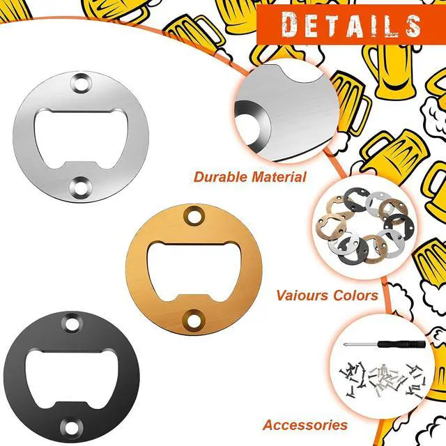Alt view image 5 of 7 - 15 Set Bottle Opener Inserts Stainless Steel Insert with Screws Screwdriver