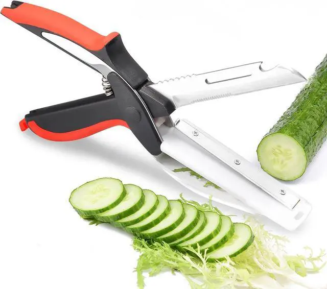 Main image of Vegetable Scissors and Food Cutter - Kitchen Shears With Cutting Board, Quick Slicer, Chopper for Meat and Vegetables
