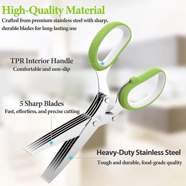 Alt view image 2 of 7 - 2026 Upgraded Herb Scissors, Effortless Herb Shears Cutter Tool with Sharp Stainless Steel Blades for Fresh Herbs, Must-Have Kitchen & Cooking Gadget, Green
