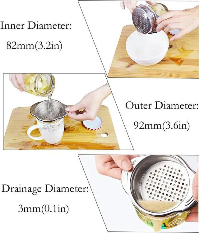 Alt view image 4 of 7 - Antrader 4.5inch Stainless Steel Strainer for Straining, Draining & Rinsing