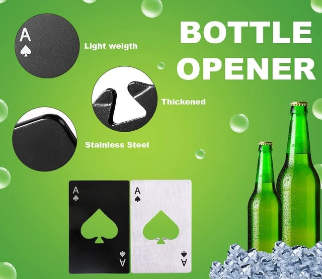 Alt view image 4 of 5 - Gadgetime USA 2 piece set black and Silver Poker Card Beer Bottle Opener, Poker Card Cap Opener For Beer, Soda, Bottles