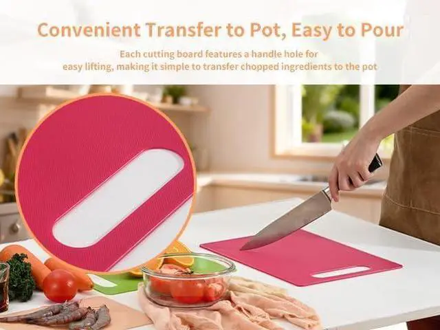 Alt view image 4 of 7 - Luckyiren Plastic Cutting Board Set, 3 Pack Small Boards, Dishwasher Safe