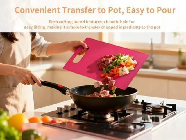 Alt view image 5 of 7 - Luckyiren Plastic Cutting Board Set, 3 Pack Small Boards, Dishwasher Safe