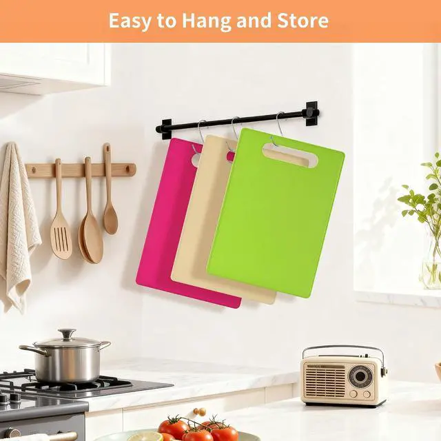 Alt view image 7 of 7 - Luckyiren Plastic Cutting Board Set, 3 Pack Small Boards, Dishwasher Safe
