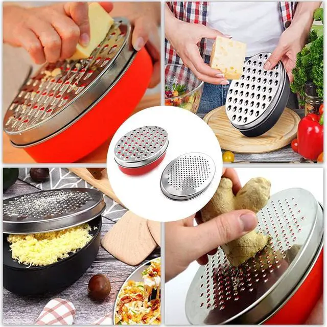 Alt view image 3 of 7 - Cheese Grater Two Side Vegetable Slicer Stainless Steel Potato Shredder with Container Use for Carrots Cucumbers Onion Potato