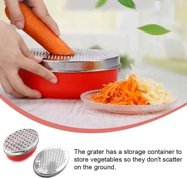 Alt view image 2 of 7 - Cheese Grater Two Side Vegetable Slicer Stainless Steel Potato Shredder with Container Use for Carrots Cucumbers Onion Potato